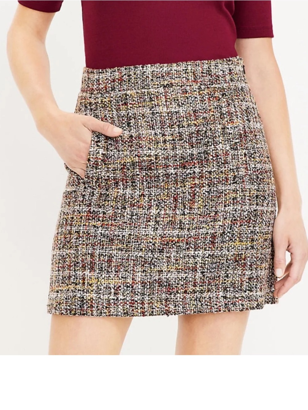 Loft Textured Multi-Color Tweed Mini Skirt - pocketed. Worn twice